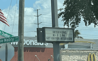 Во Флориде McDonald's предлагает $50 тем, кто хотя бы придет на собеседование